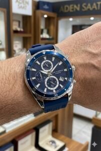 Lee Cooper Erkek Kol Saati | Lacivert Kadran, Spor Silikon Kordon, Çok Fonksiyonlu