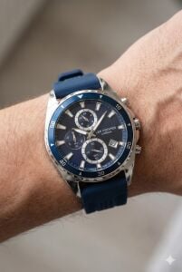 Lee Cooper Erkek Kol Saati | Lacivert Kadran, Spor Silikon Kordon, Çok Fonksiyonlu