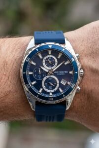 Lee Cooper Erkek Kol Saati | Lacivert Kadran, Spor Silikon Kordon, Çok Fonksiyonlu
