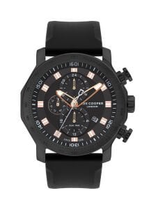 Lee Cooper Erkek Kol Saati | Siyah Kadran, 49mm Büyük Kasa,  Çok Fonksiyonlu, Spor