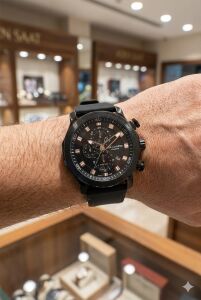 Lee Cooper Erkek Kol Saati | Siyah Kadran, 49mm Büyük Kasa,  Çok Fonksiyonlu, Spor