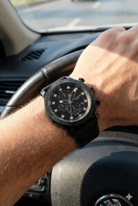 Lee Cooper Erkek Kol Saati | Siyah Kadran, 49mm Büyük Kasa,  Çok Fonksiyonlu, Spor