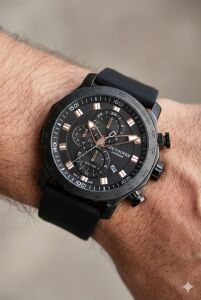 Lee Cooper Erkek Kol Saati | Siyah Kadran, 49mm Büyük Kasa,  Çok Fonksiyonlu, Spor