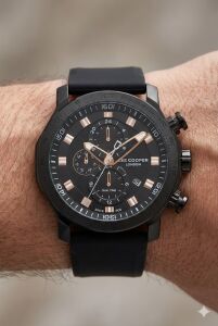 Lee Cooper Erkek Kol Saati | Siyah Kadran, 49mm Büyük Kasa,  Çok Fonksiyonlu, Spor