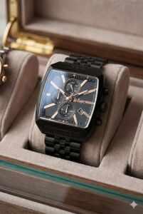 Lee Cooper Siyah Erkek Kol Saati | Kare Kasa Rose Detaylı, Çok Fonksiyonlu, Çelik Kordon