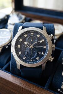 Lee Cooper Spor Erkek Kol Saati | Mavi Kadran, 49mm Büyük Kasa, Çok Fonksiyonlu, 5ATM