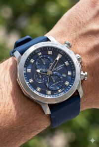 Lee Cooper Spor Erkek Kol Saati | Mavi Kadran, 49mm Büyük Kasa, Çok Fonksiyonlu, 5ATM