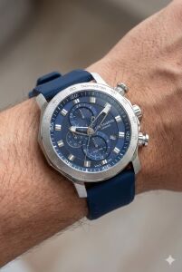 Lee Cooper Spor Erkek Kol Saati | Mavi Kadran, 49mm Büyük Kasa, Çok Fonksiyonlu, 5ATM