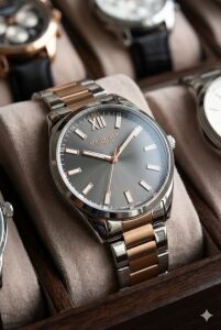 Lee Cooper Klasik ve Şık Erkek Kol Saati | 40 mm Çelik Kasa, Çift Renk Kordon, 5 ATM