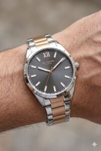 Lee Cooper Klasik ve Şık Erkek Kol Saati | 40 mm Çelik Kasa, Çift Renk Kordon, 5 ATM
