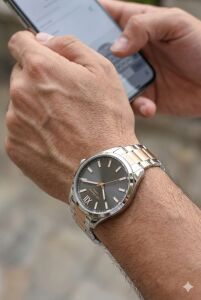 Lee Cooper Klasik ve Şık Erkek Kol Saati | 40 mm Çelik Kasa, Çift Renk Kordon, 5 ATM