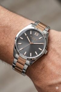 Lee Cooper Klasik ve Şık Erkek Kol Saati | 40 mm Çelik Kasa, Çift Renk Kordon, 5 ATM