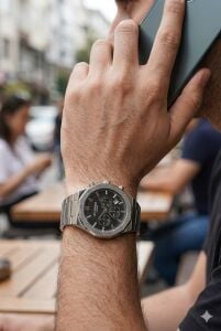 Lee Cooper Sekizgen Çelik Kasa Erkek Kol Saati | 44 mm, Gümüş Renk, Siyah Kadran, 5ATM