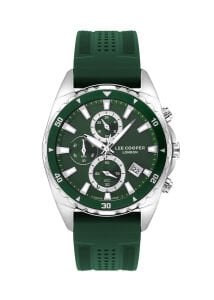 Lee Cooper Spor, Yeşil Kadran Erkek Kol Saati | 44mm, Çok Fonksiyonlu, Silikon Kordon
