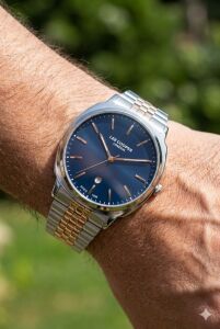 Lee Cooper 41mm Çelik Kasa Lacivert Kadran ,Çift Renk Çelik Kordon,  Şık Erkek Kol Saati
