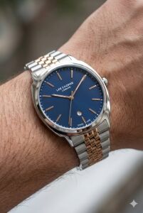 Lee Cooper 41mm Çelik Kasa Lacivert Kadran ,Çift Renk Çelik Kordon,  Şık Erkek Kol Saati