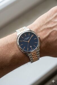 Lee Cooper 41mm Çelik Kasa Lacivert Kadran ,Çift Renk Çelik Kordon,  Şık Erkek Kol Saati