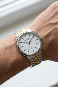 Lee Cooper 41mm Kasa, Beyaz Kadran, Çift Renk Çelik Kordon, Klasik ve Şık Erkek Kol Saati