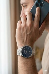 Lee Cooper 41mm Çelik Kasa, Lacivert Kadran, Gümüş Çelik Kordon Erkek Kol Saati