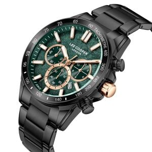 Lee Cooper 42mm Çelik Kasa, Yeşil Kadran,  Çelik Kordon, Spor Erkek Kol Saati