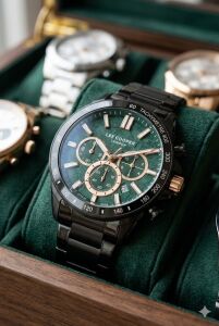 Lee Cooper 42mm Çelik Kasa, Yeşil Kadran,  Çelik Kordon, Spor Erkek Kol Saati