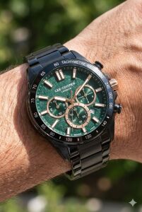 Lee Cooper 42mm Çelik Kasa, Yeşil Kadran,  Çelik Kordon, Spor Erkek Kol Saati