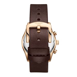 Lee Cooper 41mm Rose Gold Kasa, Kahverengi Deri Kordon, Multifonksiyon Erkek Kol Saati