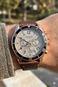 Lee Cooper 41mm Rose Gold Kasa, Kahverengi Deri Kordon, Multifonksiyon Erkek Kol Saati