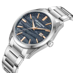 Lee Cooper 41mm Çelik Kasa, Çelik Kordon, Lacivert Kadran, Şık Tasarım Erkek Kol Saati