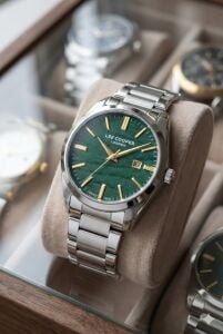 Lee Cooper 41mm Çelik Kasa, Çelik Kordonlu, Yeşil Kadran Erkek Kol Saati