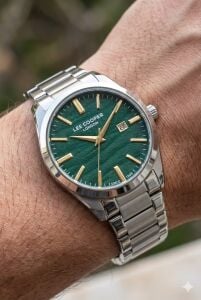 Lee Cooper 41mm Çelik Kasa, Çelik Kordonlu, Yeşil Kadran Erkek Kol Saati