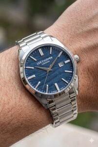 Lee Cooper 41mm, Lacivert Dokulu Kadran, Paslanmaz Çelik Kordon Erkek Kol Saati