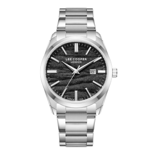 Lee Cooper 41mm, Siyah Dokulu Kadran, Çelik Kordon, Modern ve Şık Erkek Kol Saati