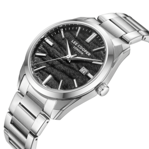 Lee Cooper 41mm, Siyah Dokulu Kadran, Çelik Kordon, Modern ve Şık Erkek Kol Saati