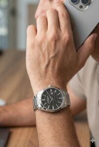 Lee Cooper 41mm, Siyah Dokulu Kadran, Çelik Kordon, Modern ve Şık Erkek Kol Saati