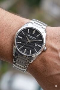 Lee Cooper 41mm, Siyah Dokulu Kadran, Çelik Kordon, Modern ve Şık Erkek Kol Saati