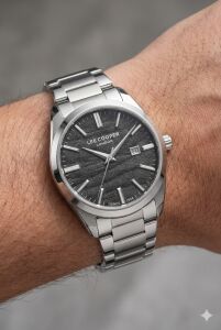 Lee Cooper 41mm, Siyah Dokulu Kadran, Çelik Kordon, Modern ve Şık Erkek Kol Saati