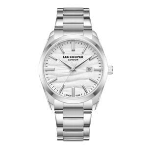 Lee Cooper 41mm Çelik Kasa, Dokulu Kadran, Gümüş Renk Çelik Kordon, Erkek Kol Saati