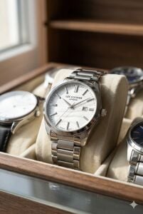 Lee Cooper 41mm Çelik Kasa, Dokulu Kadran, Gümüş Renk Çelik Kordon, Erkek Kol Saati