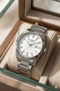 Lee Cooper 41mm Çelik Kasa, Dokulu Kadran, Gümüş Renk Çelik Kordon, Erkek Kol Saati