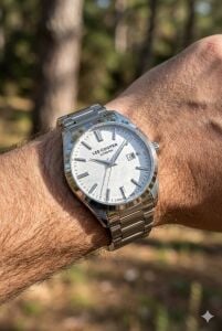Lee Cooper 41mm Çelik Kasa, Dokulu Kadran, Gümüş Renk Çelik Kordon, Erkek Kol Saati
