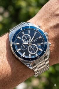 Lee Cooper 43mm Çelik Kasa, Spor Lacivert Kadran, Gümüş Renk Çelik Kordon,  Erkek Kol Saati