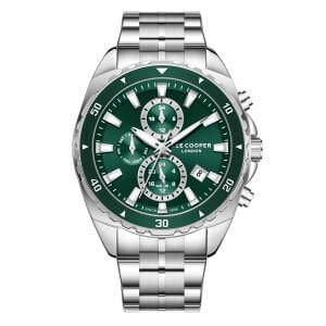 Lee Cooper 43mm Çelik Kasa, Spor Yeşil Kadran, Gümüş Renk Çelik Kordon Erkek Kol Saati
