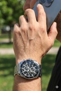 Lee Cooper 43mm Çelik Kasa, Siyah Spor Kadran, Gümüş Renk Çelik Kordon Erkek Kol Saati