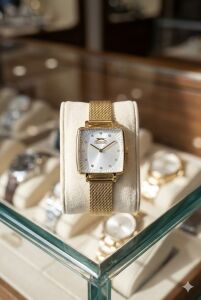 Slazenger Altın Renk Kadın Kol Saati | Altın Örgü Çelik Kordon, İnci Sedef Kadran, Zarif Tasarım