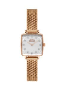 Slazenger Rose Gold Renk Kadın Kol Saati | Paslanmaz Çelik Rose Gold Örgü Kordon, İnci Sedef Kadran