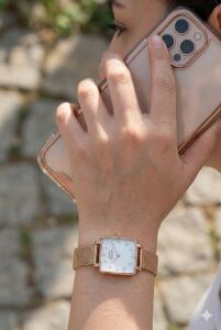 Slazenger Rose Gold Renk Kadın Kol Saati | Paslanmaz Çelik Rose Gold Örgü Kordon, İnci Sedef Kadran