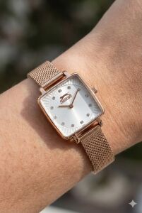 Slazenger Rose Gold Renk Kadın Kol Saati | Paslanmaz Çelik Rose Gold Örgü Kordon, İnci Sedef Kadran