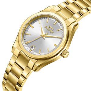 Slazenger 32mm Çelik Kasa, Altın Renk Kordon, Gümüş Kadran Kadın Kol Saati