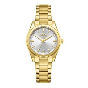 Slazenger 32mm Çelik Kasa, Altın Renk Kordon, Gümüş Kadran Kadın Kol Saati